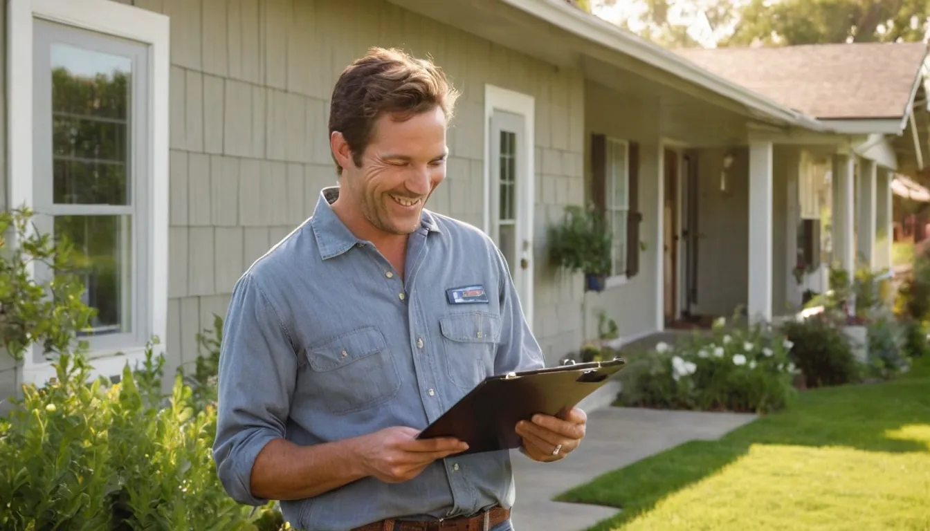Homeowner in The Village of Indian Hill reviewing a written pest control quote with a provider at the front door